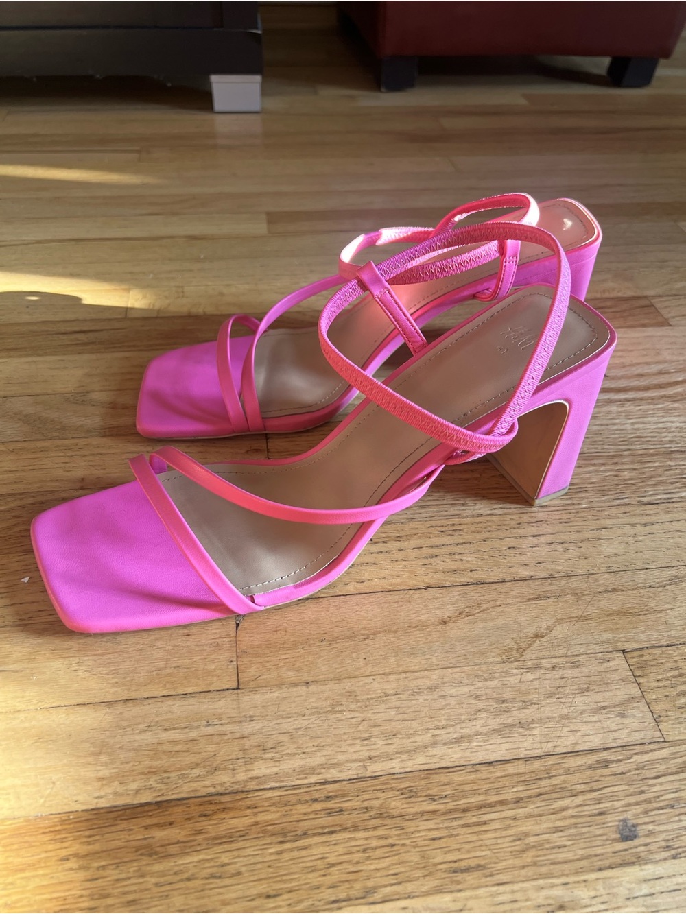 H&M Hot Pink Strappy Block Heel Sandals